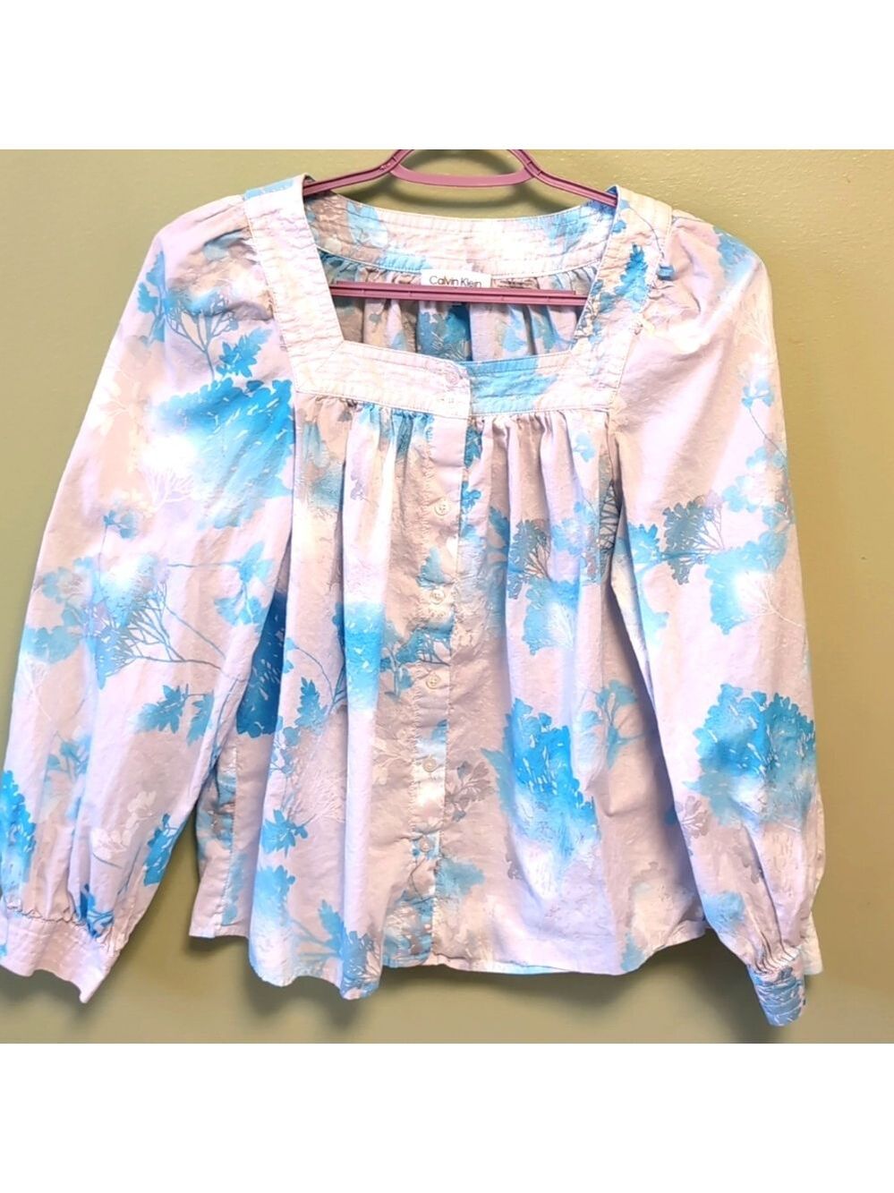 Calvin Klein Watercolor Peasant Top - Picture 4 of 9